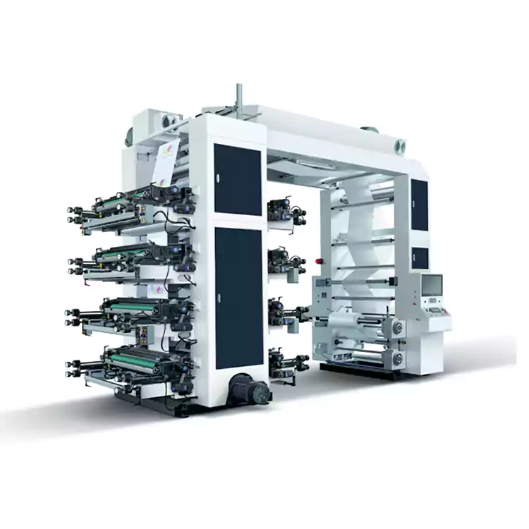 8 farve flexografisk papirpose maskine flexo trykmaskine