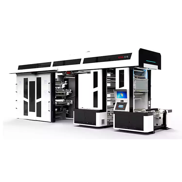 8 farver flexografisk trykpresser tilpasset til indkøbstaskeudskrivning